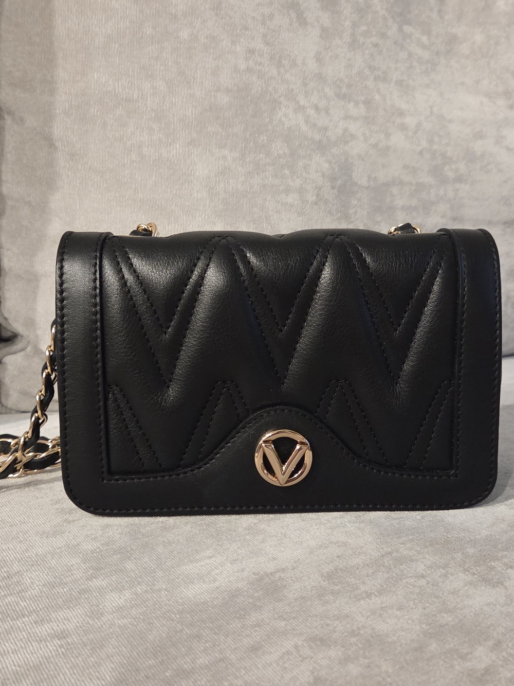 Mario Valentino Quilted Crossbody Bag Black